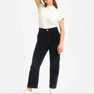 Everlane Straight Leg Crop Pant in Dark Blue Navy Corduroy Size 14 EUC